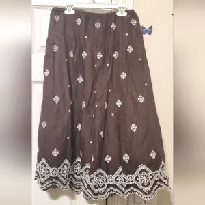 Long brown boho skirt